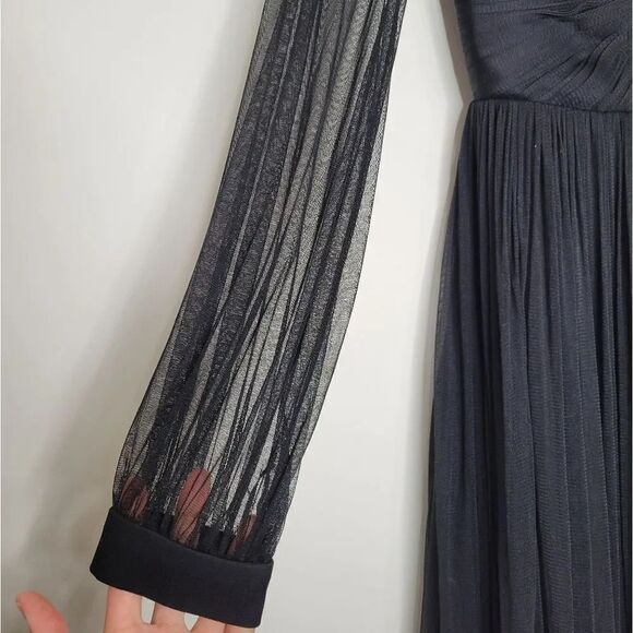Cristallini Long Sleeve Silk Tulle Dress, Black L - Picture 9 of 12
